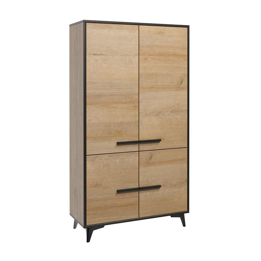 Meubella - Opbergkast Frey - Licht eiken - Zwart - 91 cm