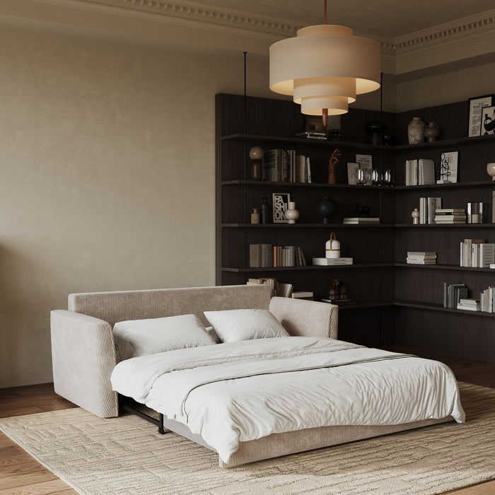 3-zits corduroy slaapbank in taupe 180cm