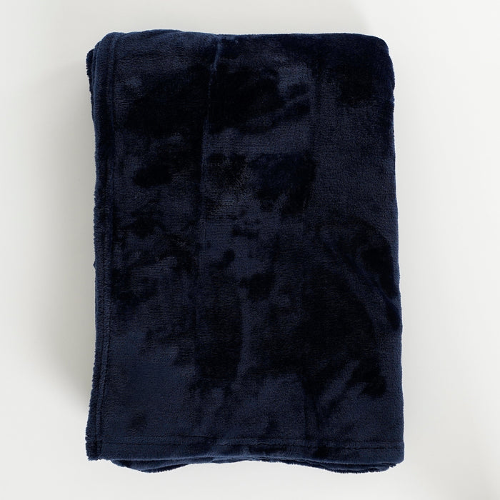 Mica Decorations Famke Fleece Plaid - 180 x 130 cm - Donkerblauw