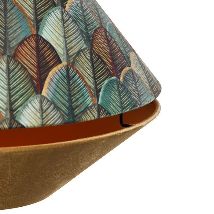 QAZQA Hanglamp zwart met dubbele velours lampenkap blad dessin en