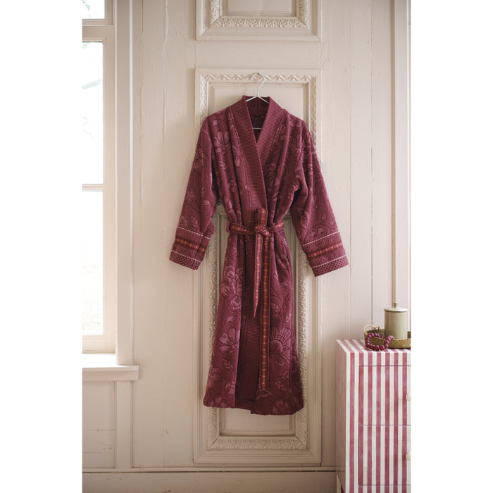 Pip Studio Jasmin Jacquard Badjas - Donker Roze - XXL