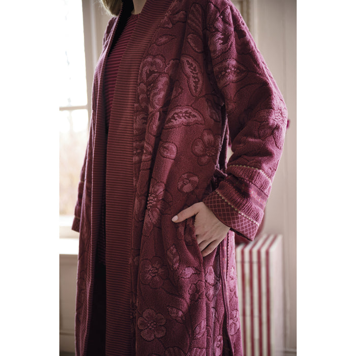 Pip Studio Jasmin Jacquard Badjas - Donker Roze - XL