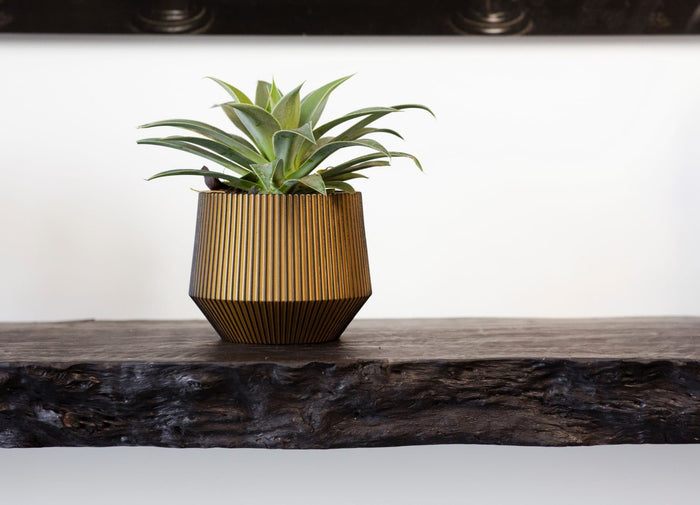 Capi Europe - Vaas cilinder geo Groove - 19x16 - Goud