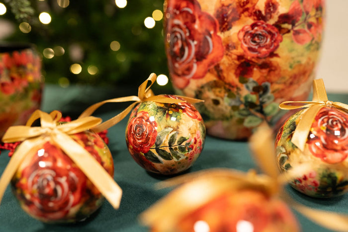 TS Collection - Kerstbal Rose rouge - Geschenkverpakking