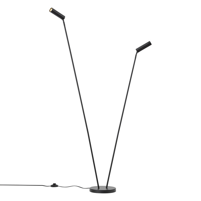 QAZQA Moderne vloerlamp zwart 2-lichts GU10 35mm - Thomas