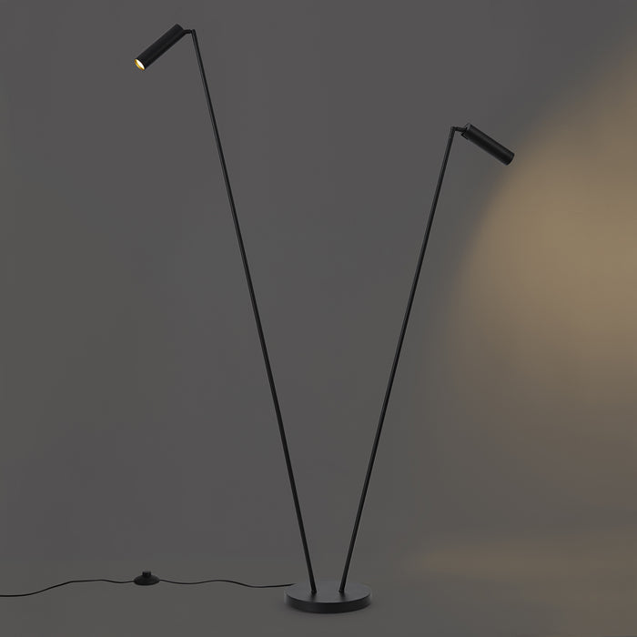 QAZQA Moderne vloerlamp zwart 2-lichts GU10 35mm - Thomas