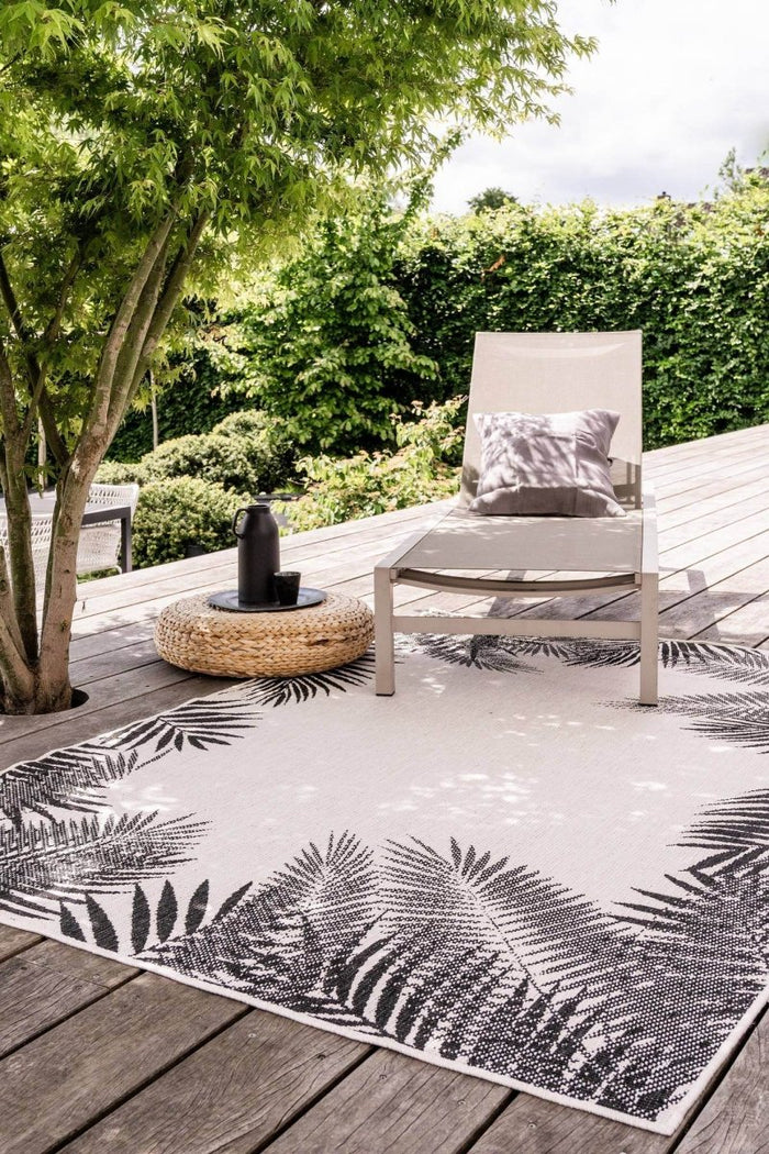 Buiten vloerkleed Leaf - Zwart - dubbelzijdig - EVA Interior