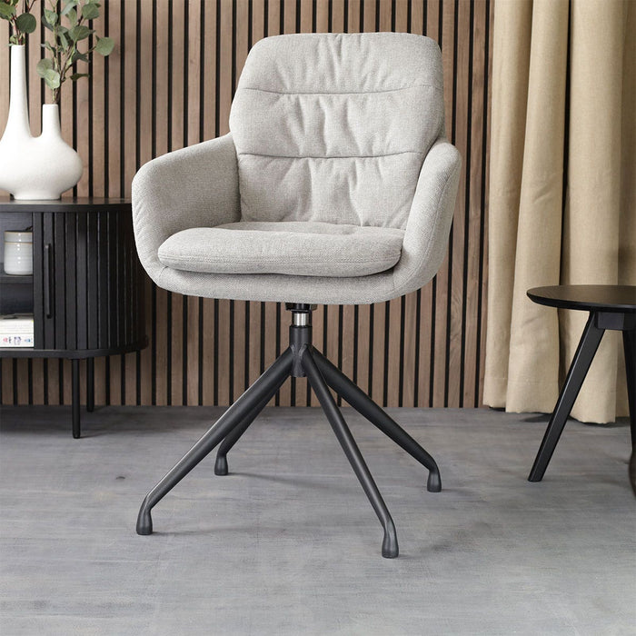 Nolon Nola-Mia Eetkamerstoel Grijs - Draaibaar - Armleuning - Zwart