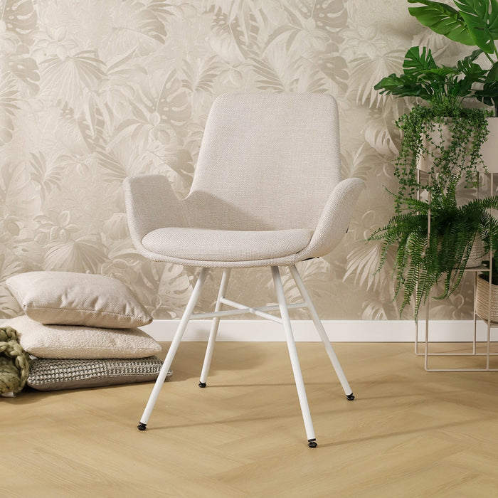 Nolon Noa-Eef Eetkamerstoel Beige - met Armleuning - Wit
