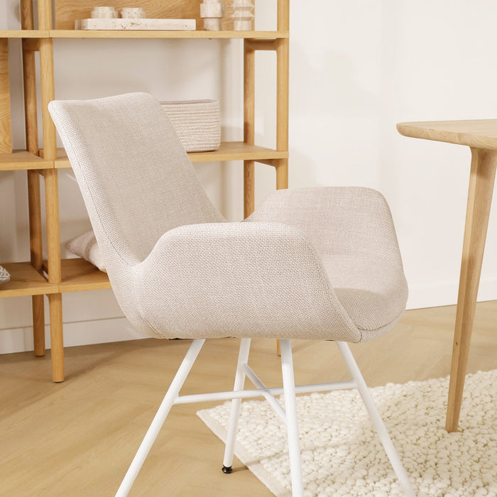 Nolon Noa-Eef Eetkamerstoel Beige - met Armleuning - Wit