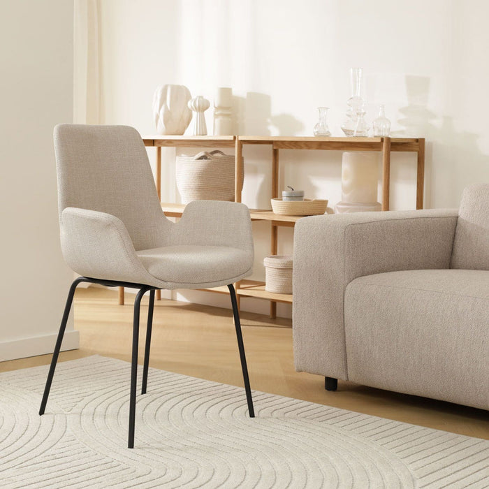 Nolon Nora-Eef Eetkamerstoel Beige - met Armleuning - Zwart