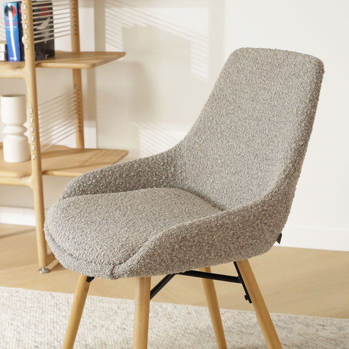 Nolon Nena-Isa Eetkamerstoel Bouclé Taupe - Stof - Houten Poten