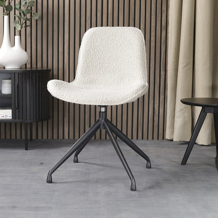 Nolon Nola-Fé Eetkamerstoel Bouclé Beige - Draaibaar Zwart Onderstel