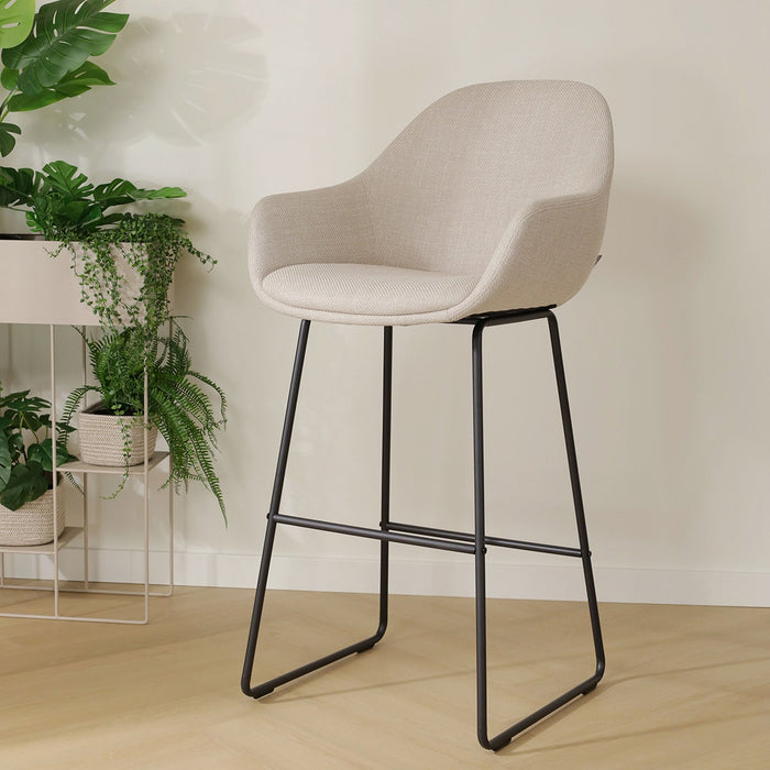 Nolon Nino-Mae Barkruk Beige - met Armleuning - Zwart - 75 cm