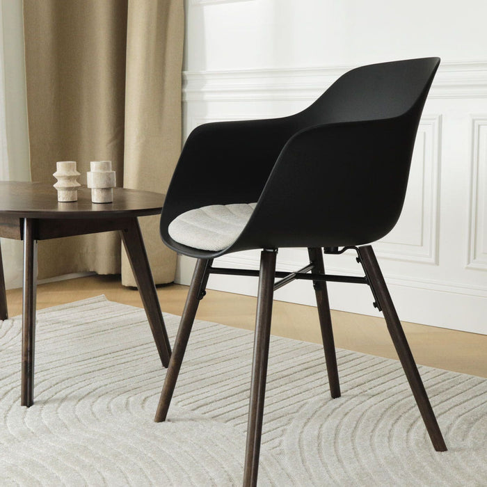 Nolon Nena-Liz Eetkamerstoel Zwart - Beige Kussen - Walnoot