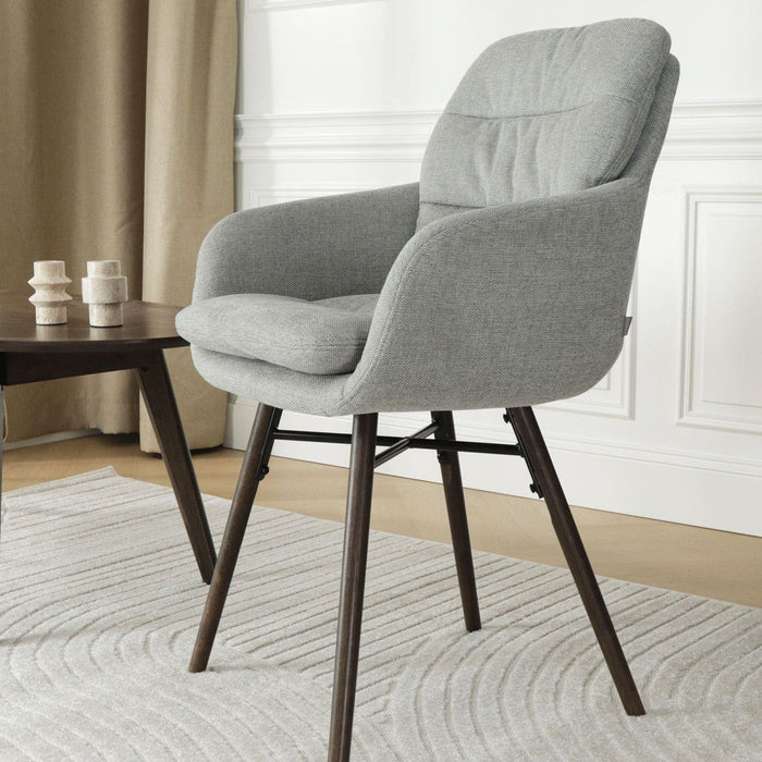 Nolon Nena-Mia Eetkamerstoel Grijs - met Armleuning - Walnoot