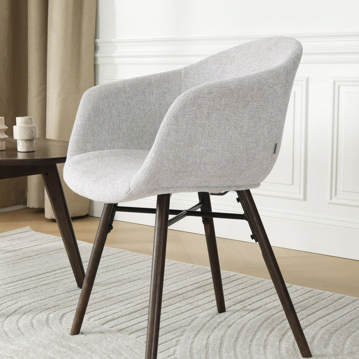 Nolon Nena-Otis Eetkamerstoel Lichtgrijs - met Armleuning - Walnoot