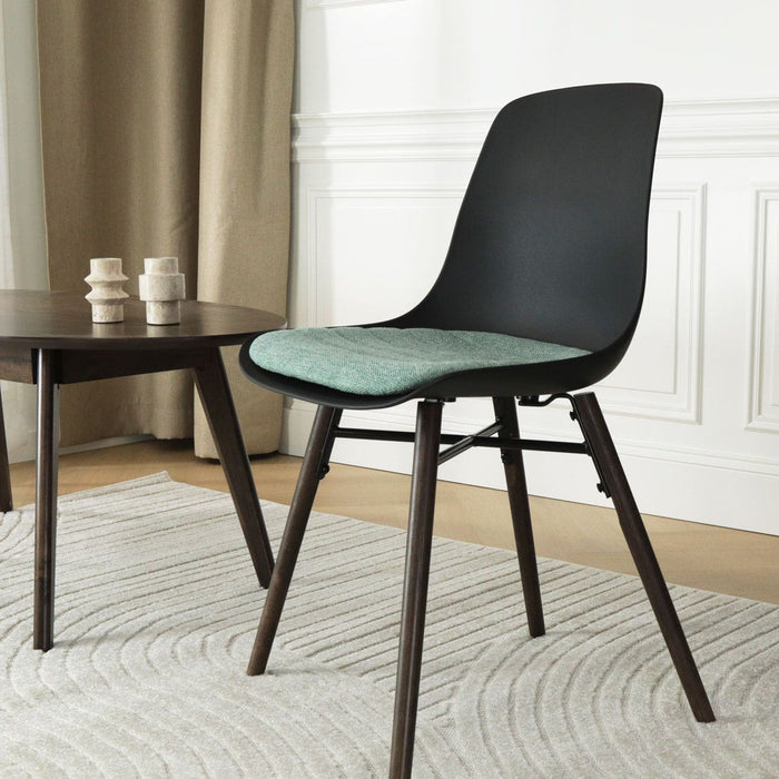 Nolon Nena-Liv Eetkamerstoel Zacht Groen - Lichtgrijs Kussen - Walnoot