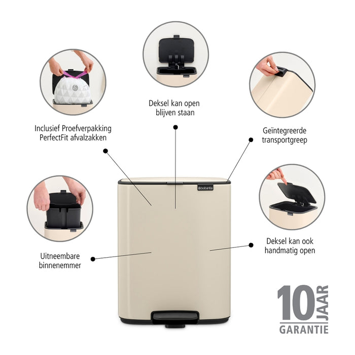 Brabantia Bo Pedaalemmer 12 L - Soft Beige