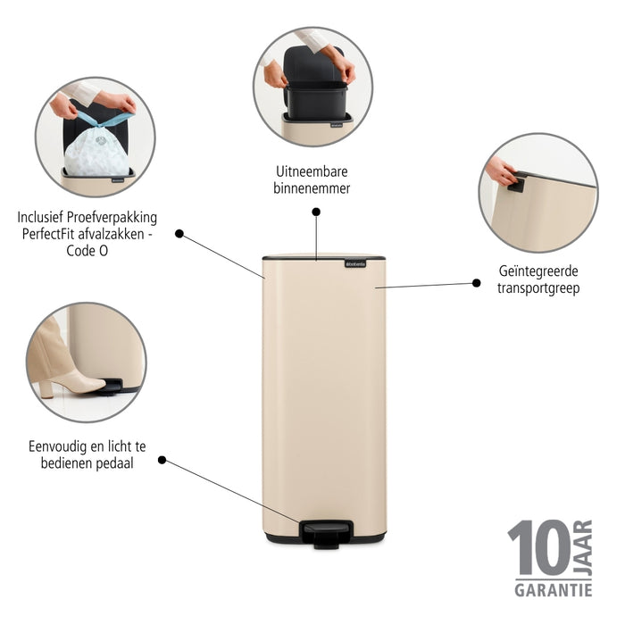 Brabantia Bo Pedaalemmer 30 L - Soft Beige