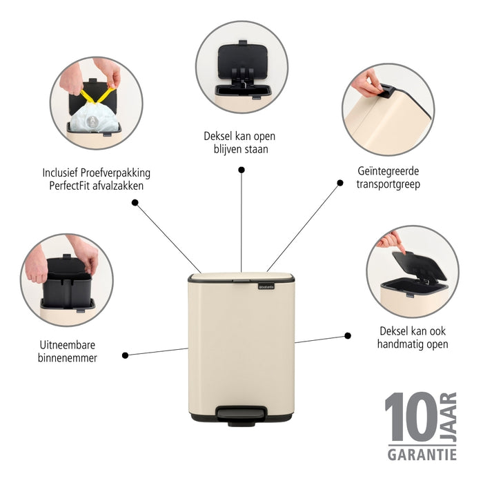 Brabantia Bo Pedaalemmer 4 L - Soft Beige