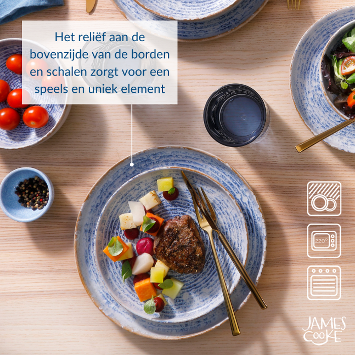 James Cooke - Azure Vintage - Bord - 2 stuks - ø 28 cm - Blauw|Wit