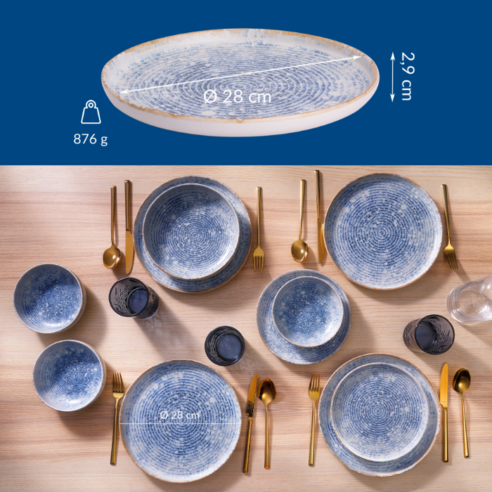 James Cooke - Azure Vintage - Bord - 2 stuks - ø 28 cm - Blauw|Wit