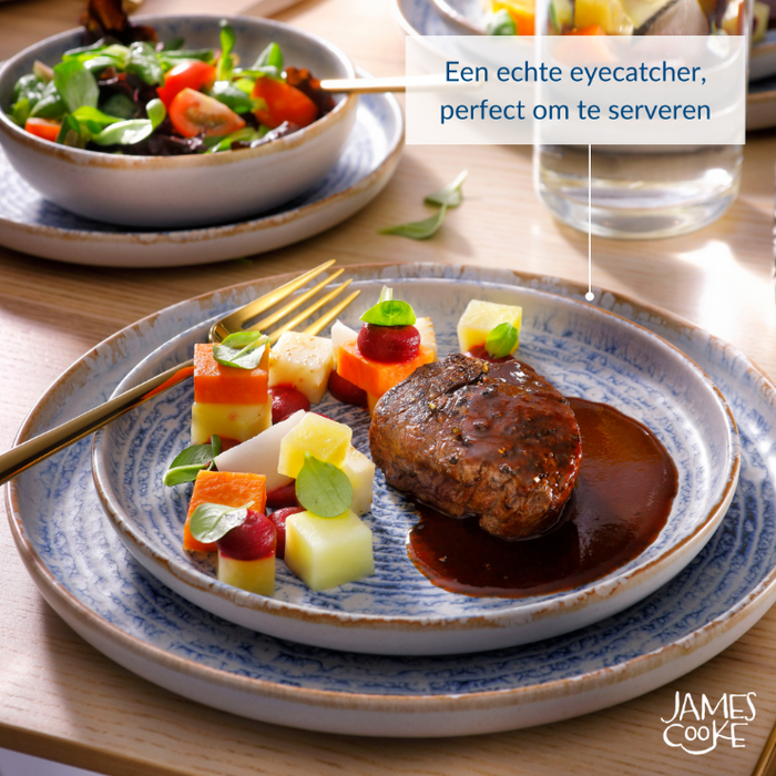 James Cooke - Azure Vintage - Bord - 2 stuks - ø 22 cm - Blauw|Wit