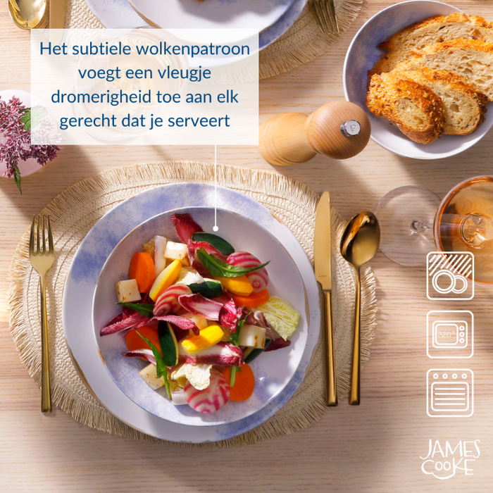 James Cooke - Clouded Charm - Bord - 2 stuks - ø 27 cm - Wit|Blauw