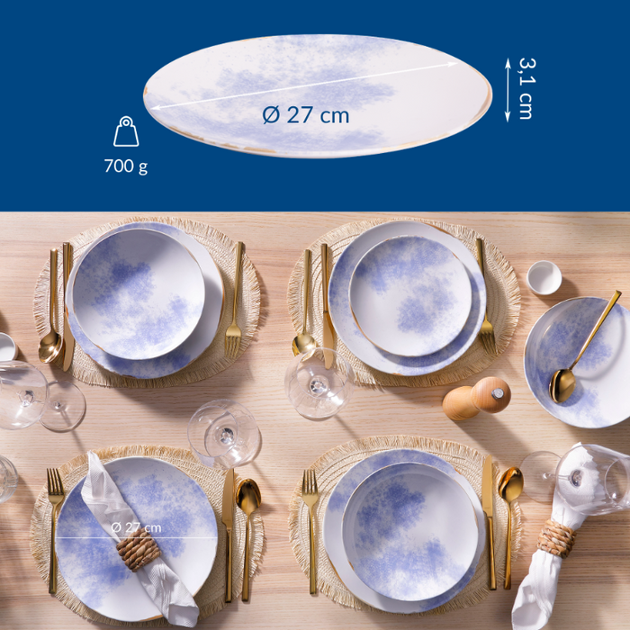 James Cooke - Clouded Charm - Bord - 2 stuks - ø 27 cm - Wit|Blauw