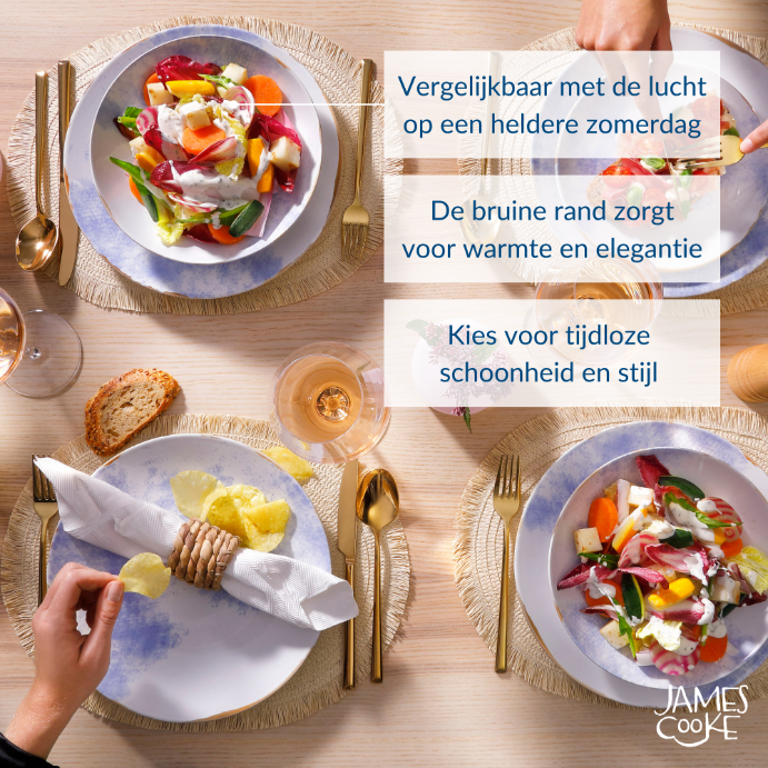 James Cooke - Clouded Charm - Bord - 2 stuks - ø 21 cm - Wit|Blauw