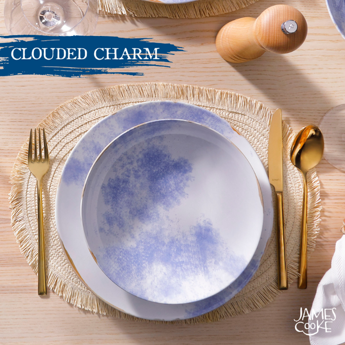 James Cooke - Clouded Charm - Beker - 2 stuks - 27 cl - Wit|Blauw