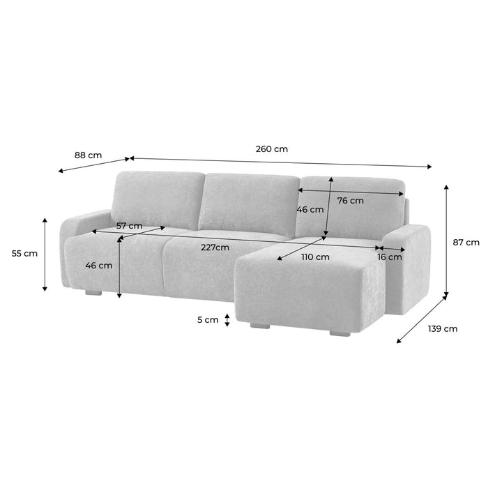 sweeek - Hoekbank rechts 3 zitplaatsen stof