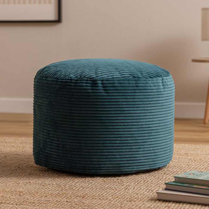 icon Milano XL Poef - Ribfluweel - Blauwgroen