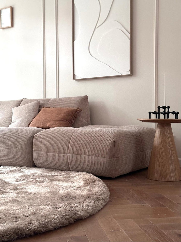 Rond hoogpolig vloerkleed Odelia stone - Interieur05 - 200 x 200 cm