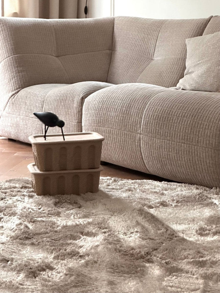 Rond hoogpolig vloerkleed Odelia stone - Interieur05 - 160 x 160 cm