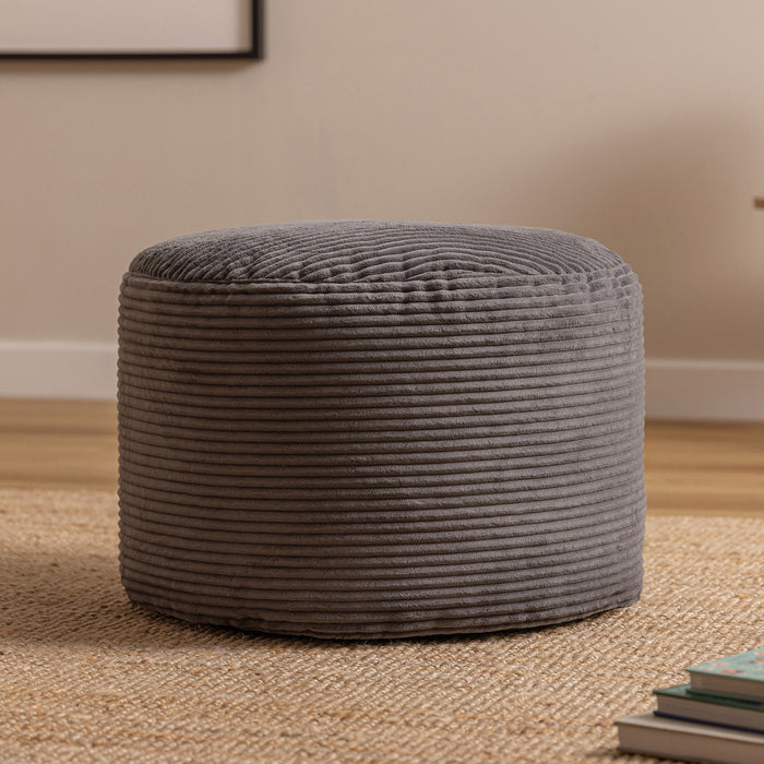 icon Milano XL Poef - Ribfluweel - Houtskool