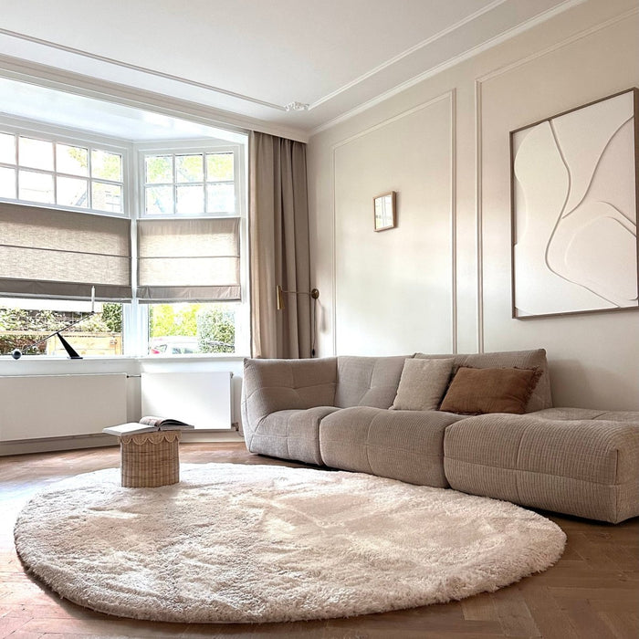 Organisch hoogpolig vloerkleed Odelia beige|wit - Interieur05