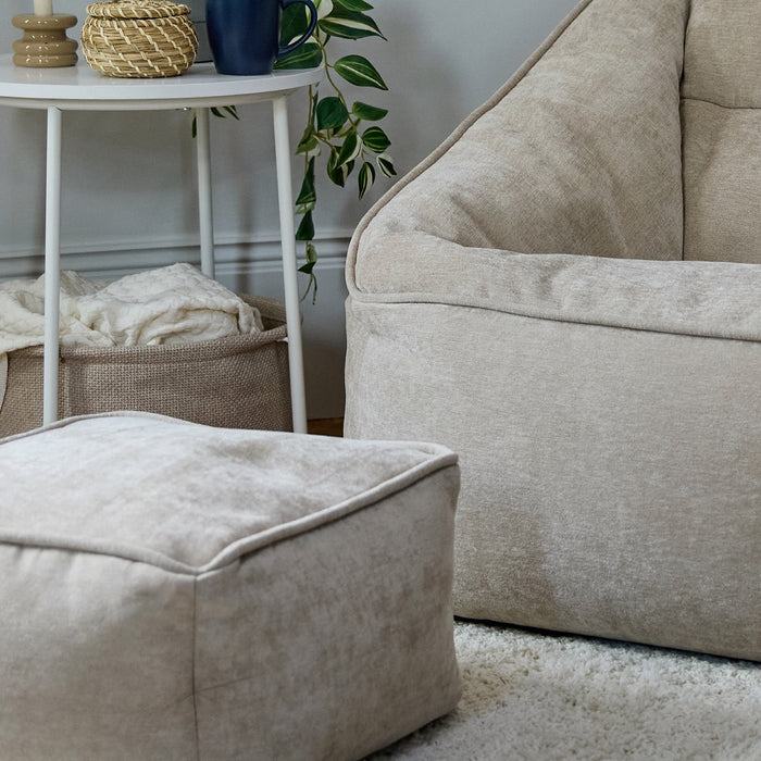 icon Natalia Zitzak Fauteuil met Poef - Chenille - Beige