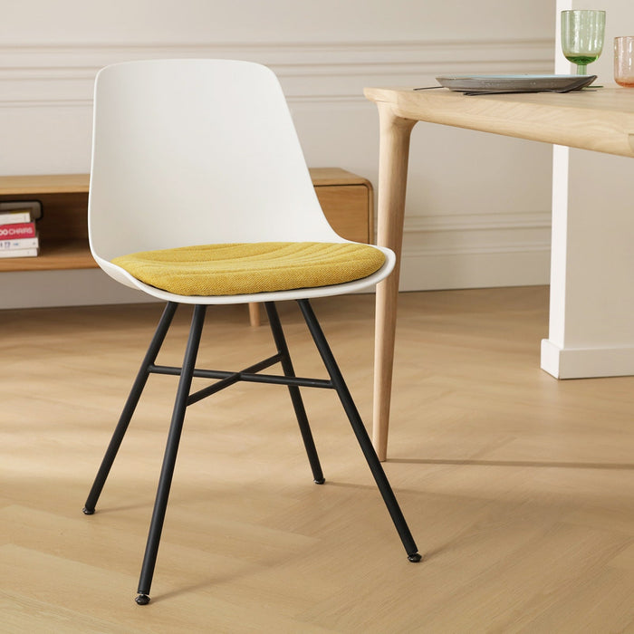 Nolon Noa-Liv Eetkamerstoel Wit - Okergeel Kussen - Zwart Onderstel