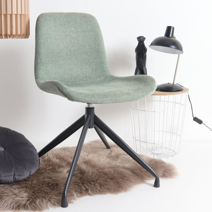 Nolon Nola-Fé Eetkamerstoel Zacht Groen - Draaibaar Zwart Onderstel