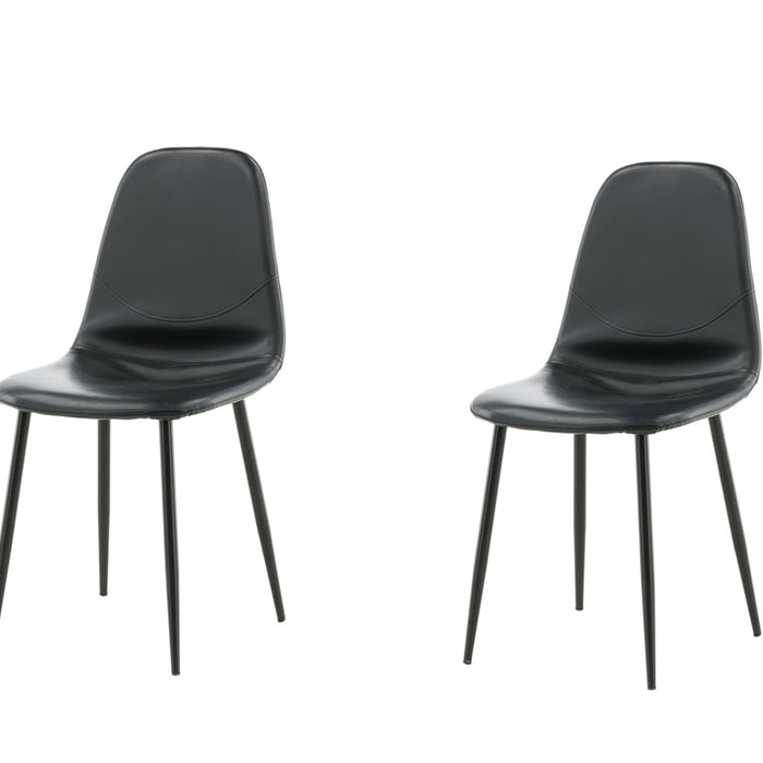 Fjôrd - Eetkamerstoel Zwart Kunstleer - Polar - Set van 2