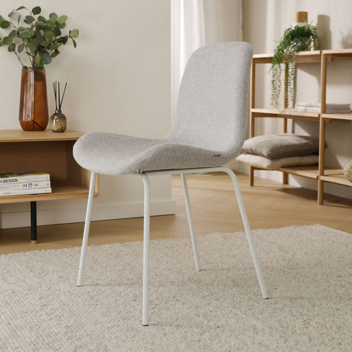 Nolon Nora-Fé Eetkamerstoel Lichtgrijs - Stof - Witte Poten