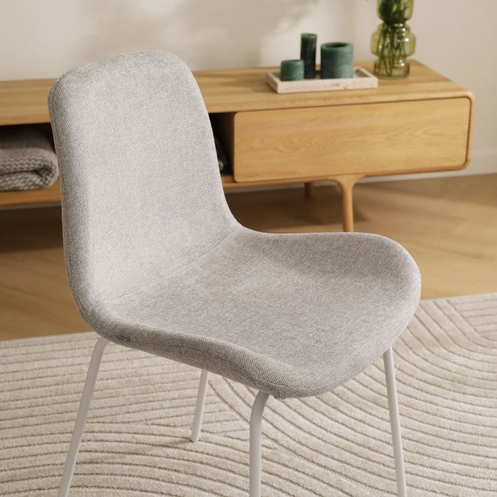 Nolon Nora-Fé Eetkamerstoel Lichtgrijs - Stof - Witte Poten