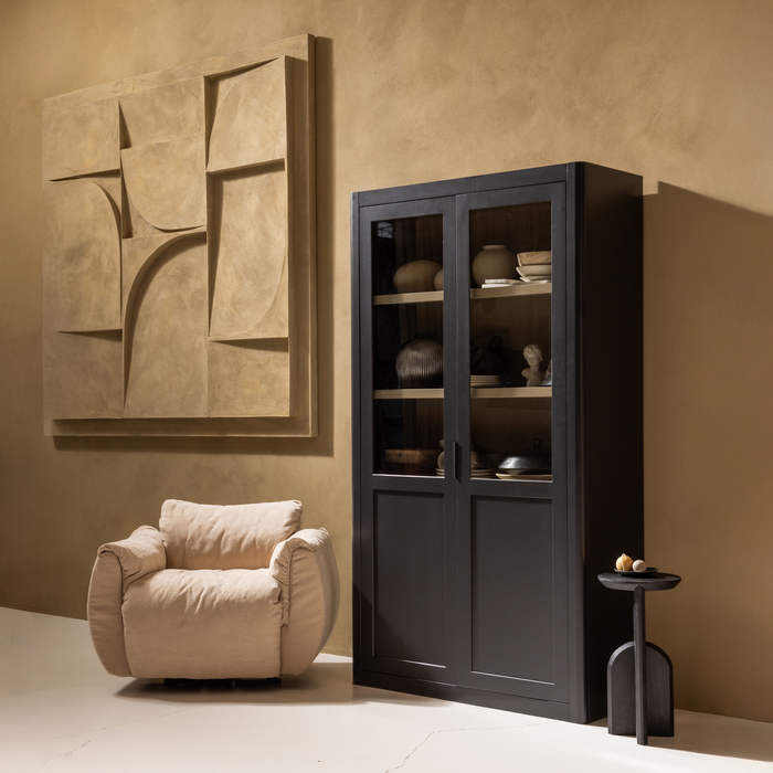 WOOOD Gunnar Buffetkast - Grenen - Matzwart|Mud - 217x120x48