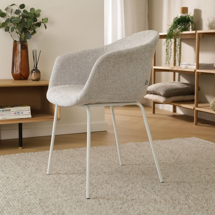 Nolon Nora-Otis Eetkamerstoel Lichtgrijs - met Armleuning - Wit
