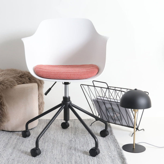 Nolon Nout-Liz Bureaustoel Wit - Terracotta Kussen - Zwart Onderstel