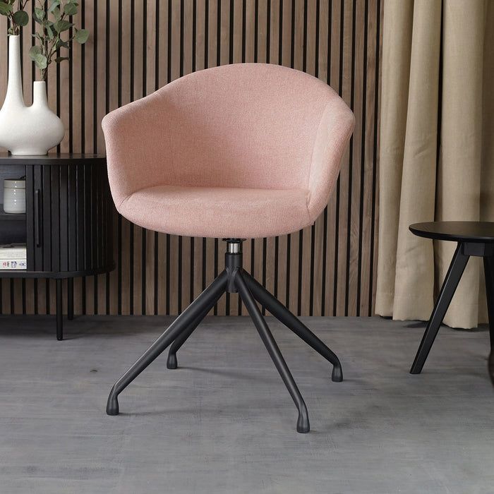 Nolon Nola-Otis Eetkamerstoel Zacht Roze - Draaibaar Zwart Onderstel