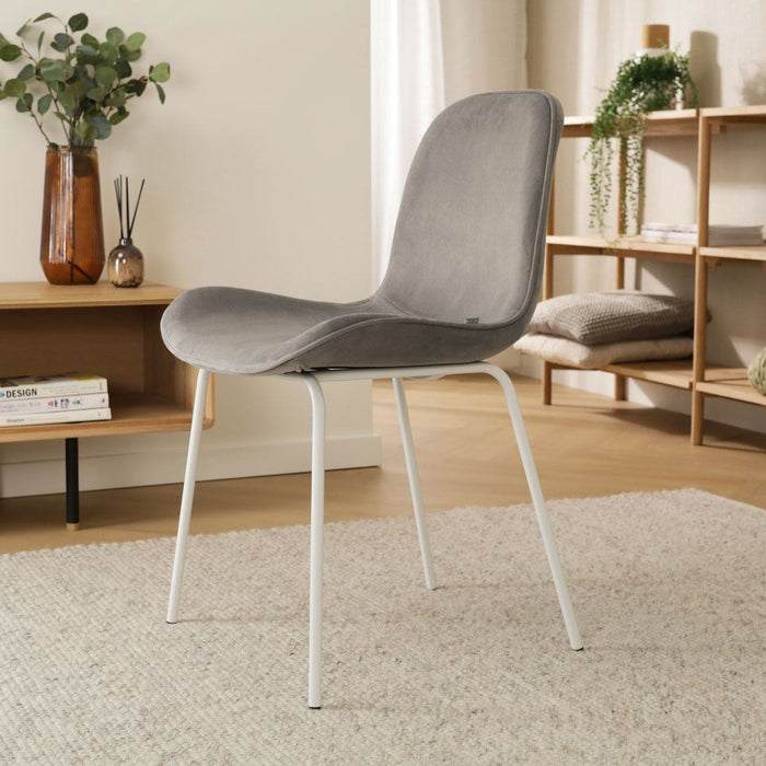 Nolon Nora-Fé Eetkamerstoel Grijs - Velvet - Wit Onderstel