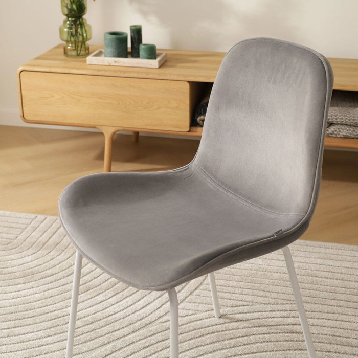 Nolon Nora-Fé Eetkamerstoel Grijs - Velvet - Wit Onderstel